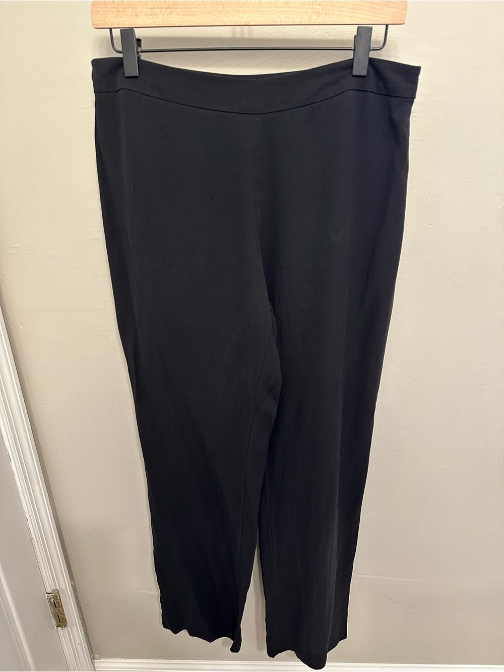 Eileen Fisher 100% Silk Black Pants Crepe Petite Medium